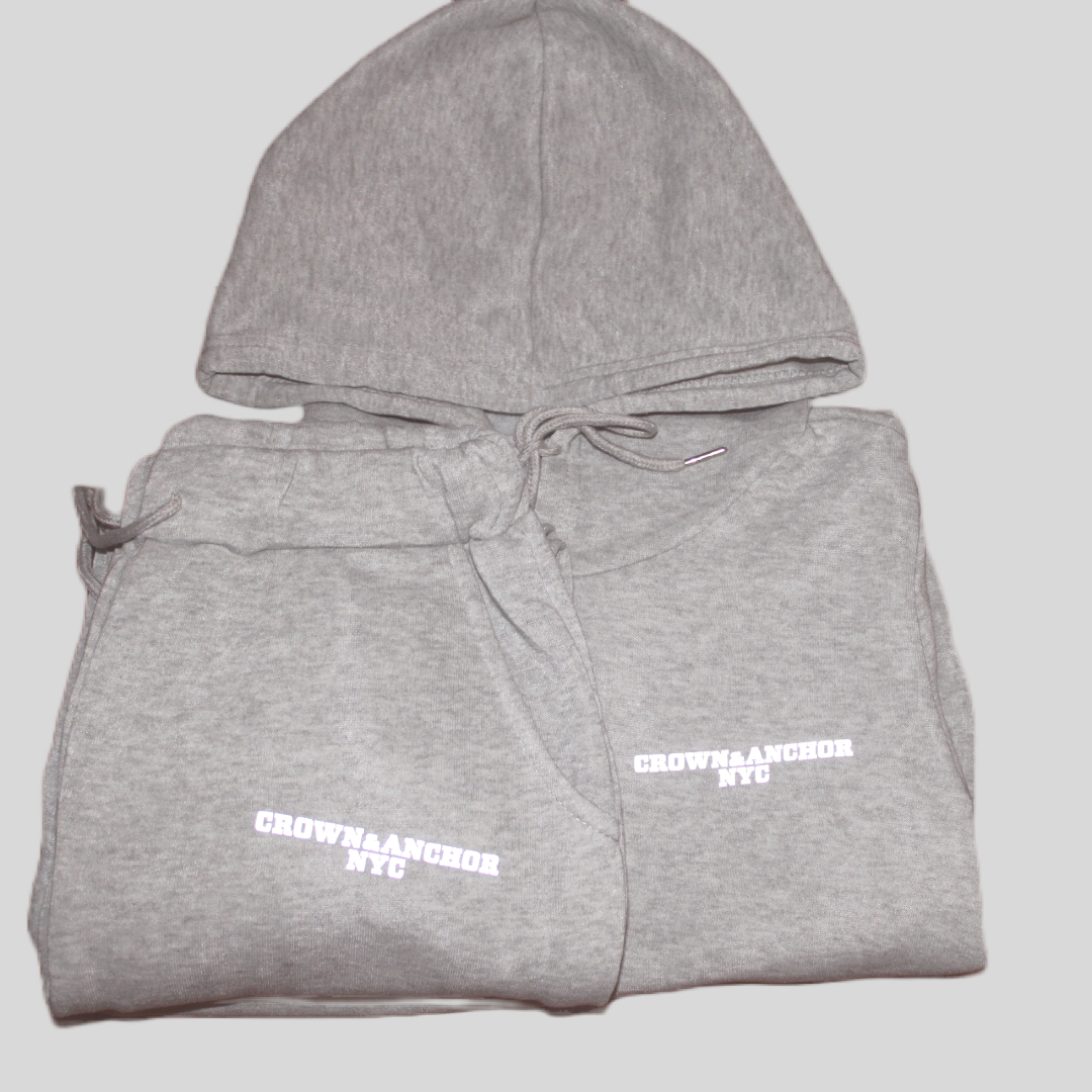 Crown&Anchor NYC Women's Hooded Sweatsuit- Heather Gray