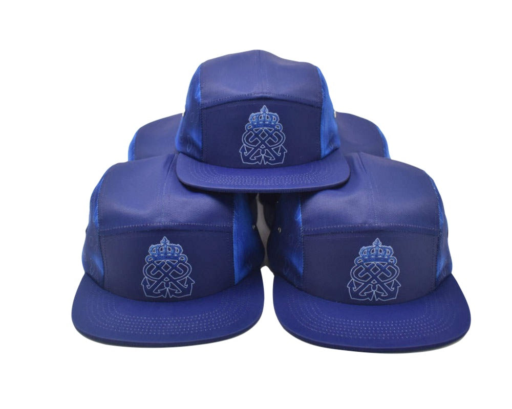 ‘Blue Skies’  100% Polyester 5 Panel Silk Printed Logo Cap