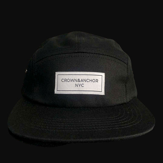 'The Label' Mens 100% Cotton Printed 5 Panel Cap With Woven Label Logo
