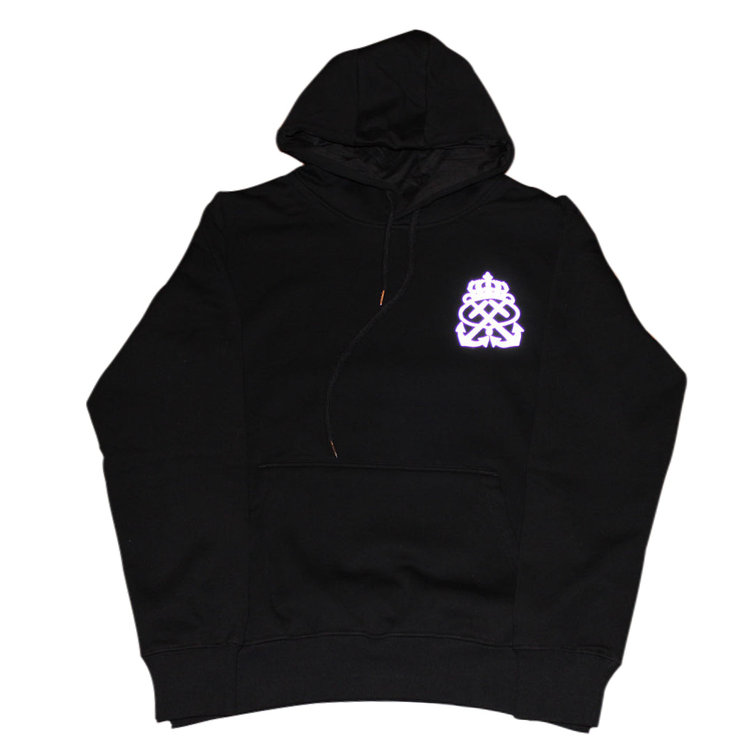 Black Hoodie with Reflective Logo For Men's and Women's 